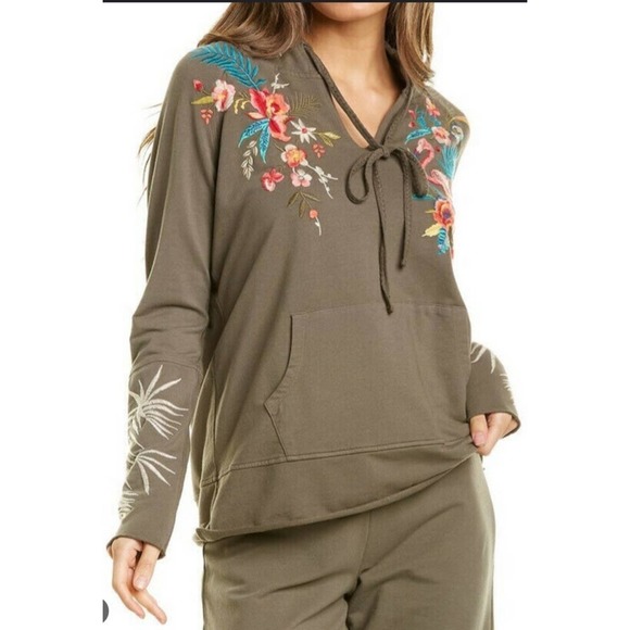Johnny Was Tops - Johnny Was Nohea Sage Terry Embroidered Hoodie